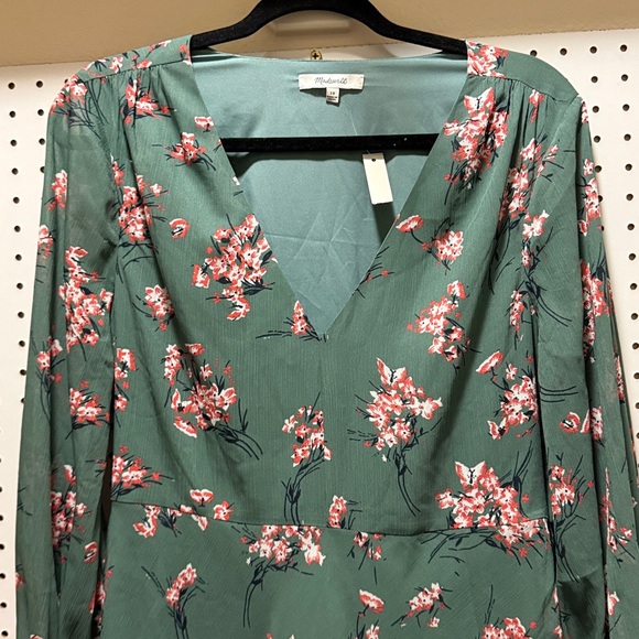 Madewell Green Floral Long Sleeve Dress - Picture 3 of 9
